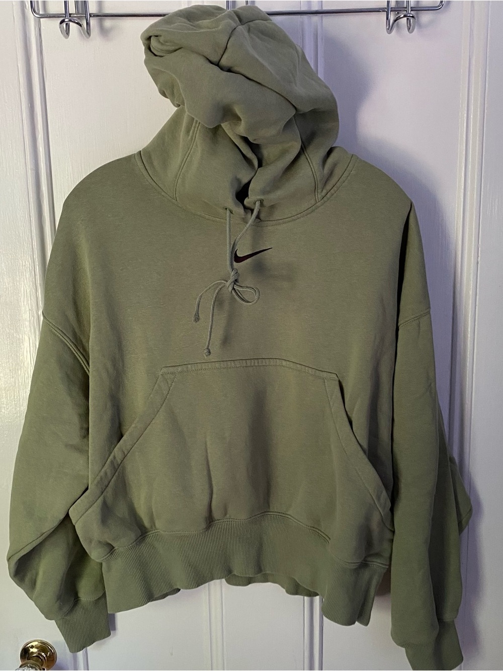 NIKE Hoodie Sweatshirt Womens XS Green Logo Swoosh Athletic Casual Basics Comfy